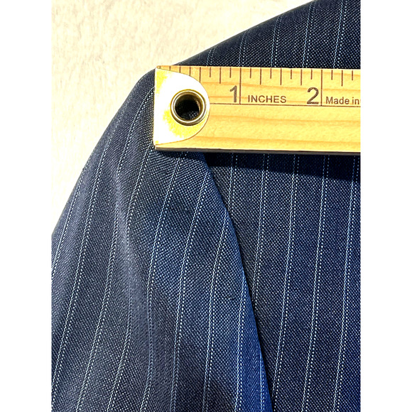 Burberry London 42R Navy Royal Cobalt Blue Multi-Stripe Designer Blazer Jacket - Picture 8 of 15